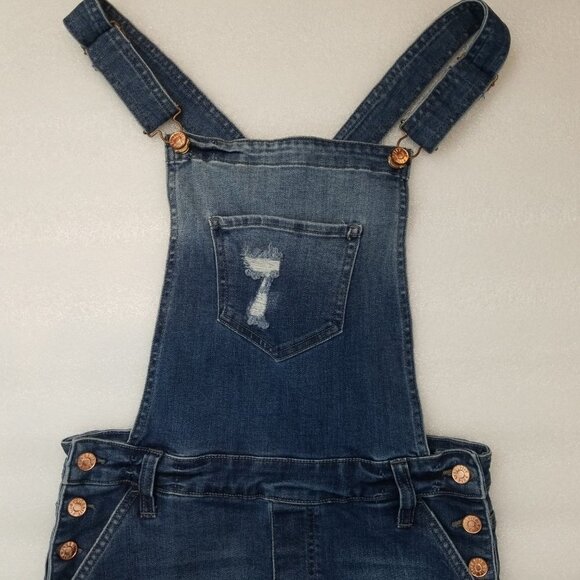Celebrity Pink Distressed Jean Overalls Dress S - Picture 4 of 12